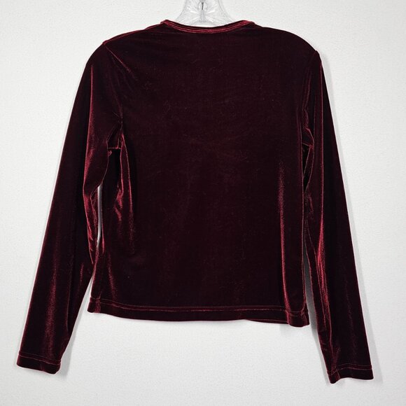 Vintage Y2k 90s Jordache Red Velvet Cropped Cardigan Shrug Medium Grunge Goth - Picture 4 of 6